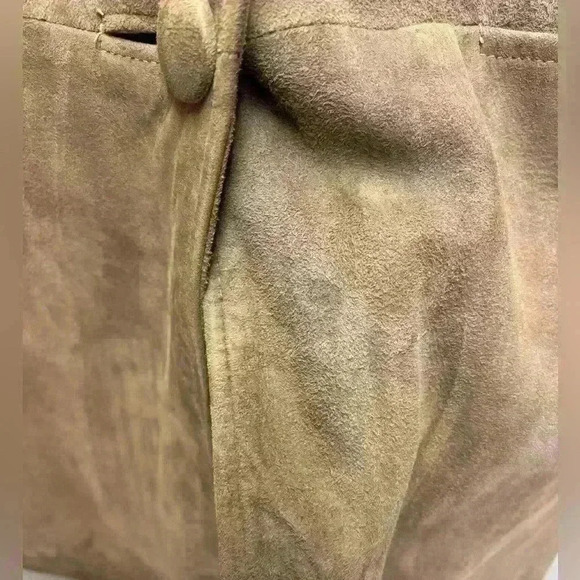 Vintage 1940s 50s Unmarked Suede Leather Coat with Detachable Fur Collar No Size - Picture 5 of 12